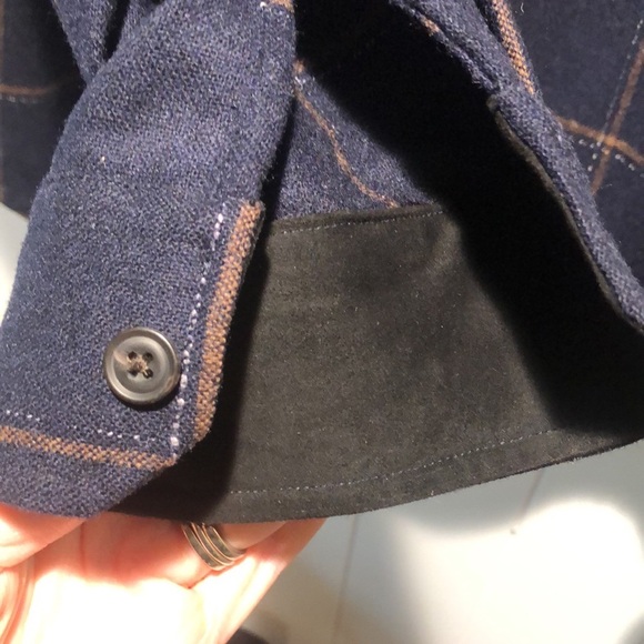 NWT Vince Mens wool blend plaid shirt jacket multi pocket navy main L - Picture 5 of 11